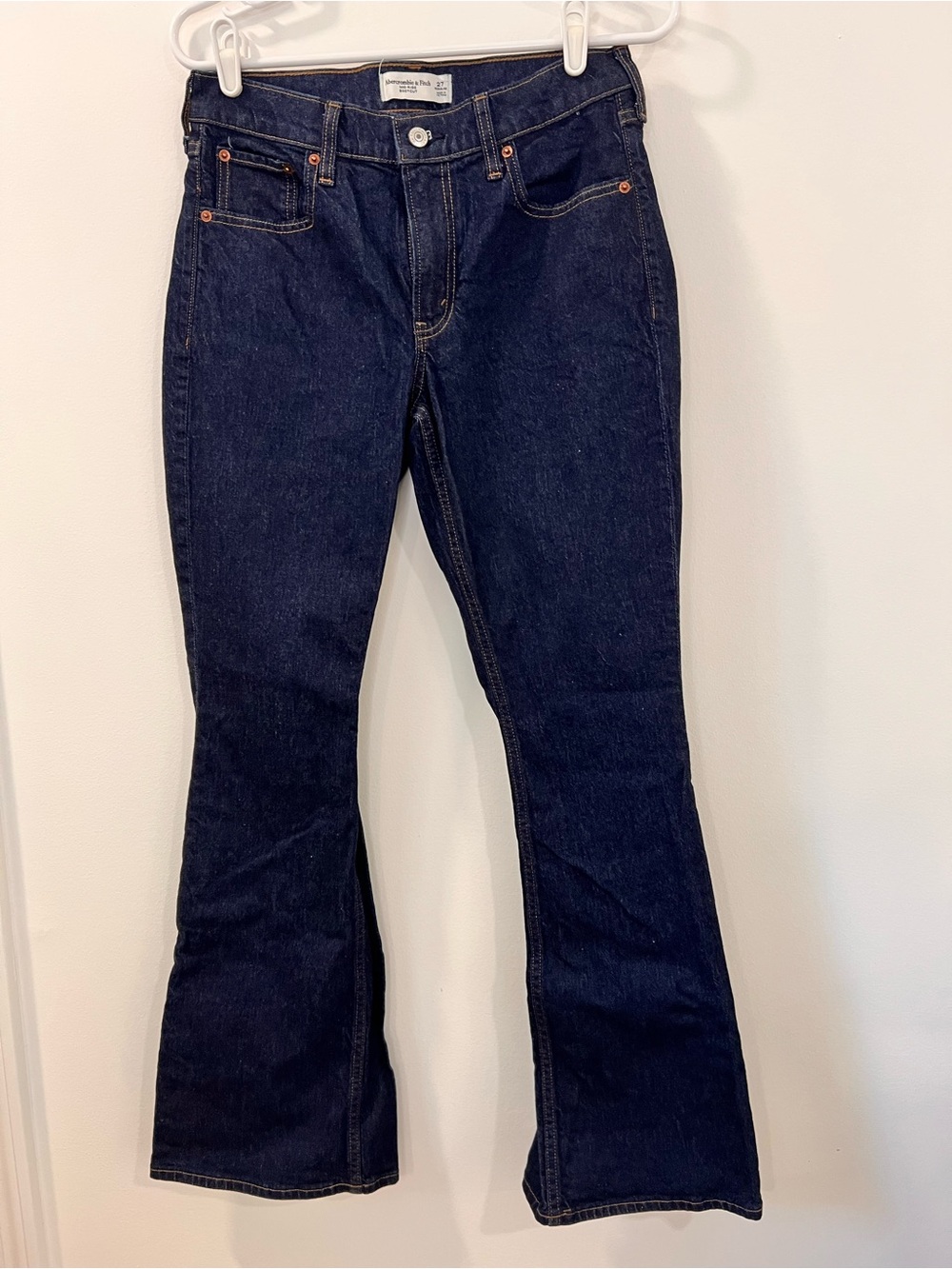 Abercrombie & Fitch Mid Rise Bootcut Jeans Dark Wash 27 Regular - Picture 2 of 5